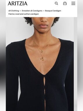 ARITZIA Wilfred Basque Cardigan XS Content: 55% wool, 45% cotton navy